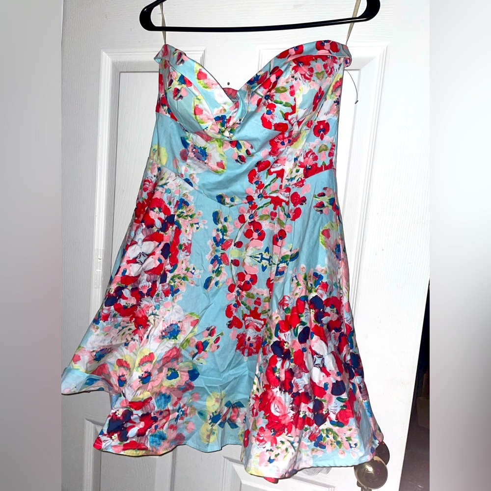 Strapless Floral Dress